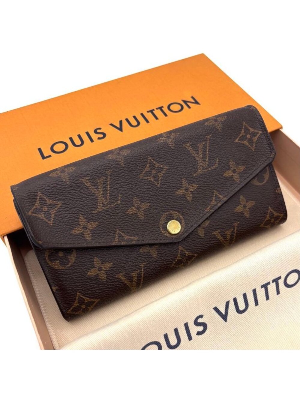 Louis Vuitton Monogram Portefeuille Sarah Wallet Brown
